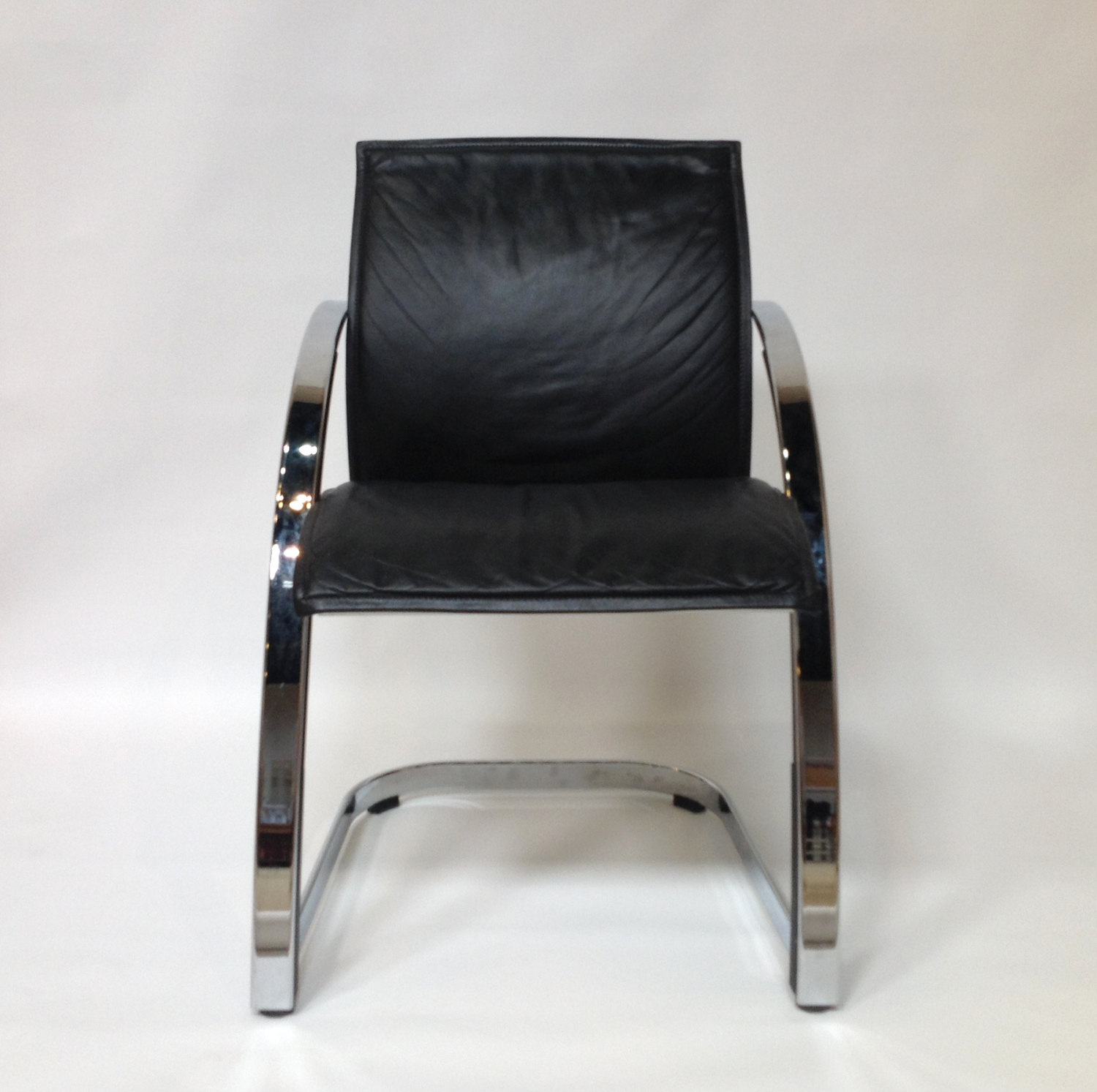 Buy Pair of Vintage Black Leather Designer Chairs From Girsberger